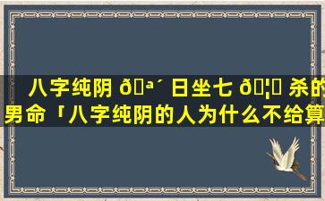 八字纯阴 🪴 日坐七 🦁 杀的男命「八字纯阴的人为什么不给算命」